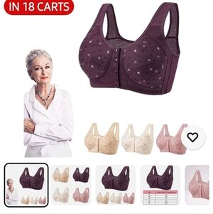 3 Floral Women's Bra Set - Black, Pink, Yellow